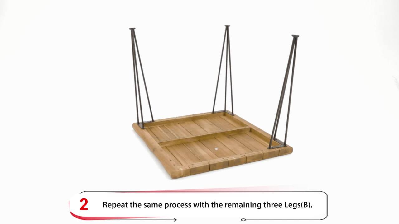 thumbnail video image 2 of GDF Studio Avy Indoor/Outdoor Industrial Acacia Wood Dining Table, Teak and Rustic Metal, 2 of 10