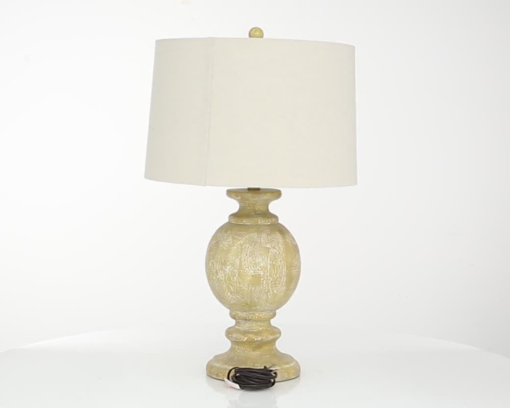 thumbnail video image 2 of DecMode 28" Light Brown Table Lamp with White Linen Shade (2 Count), 2 of 8