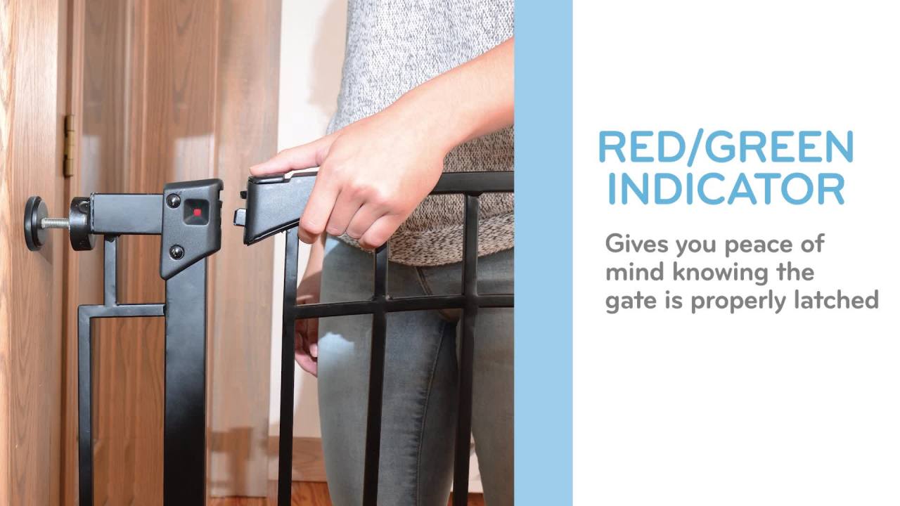 thumbnail video image 2 of Evenflo Multi-Use Décor Tall Walk-Thru Baby Gate (Black), Fits Openings 28 - 48 in. Wide, 2 of 14