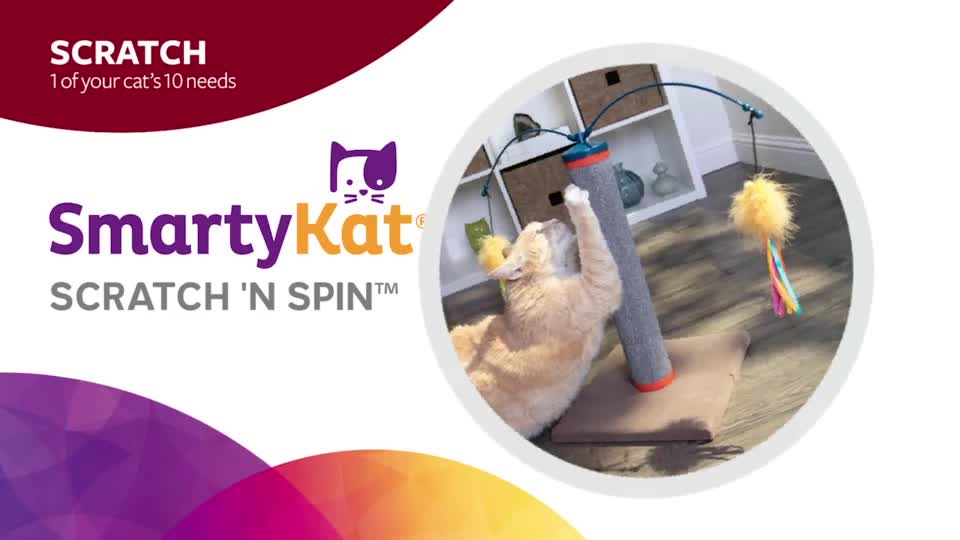 SmartyKat Scratch 'N Spin Carpet Cat Scratching Post with Interactive