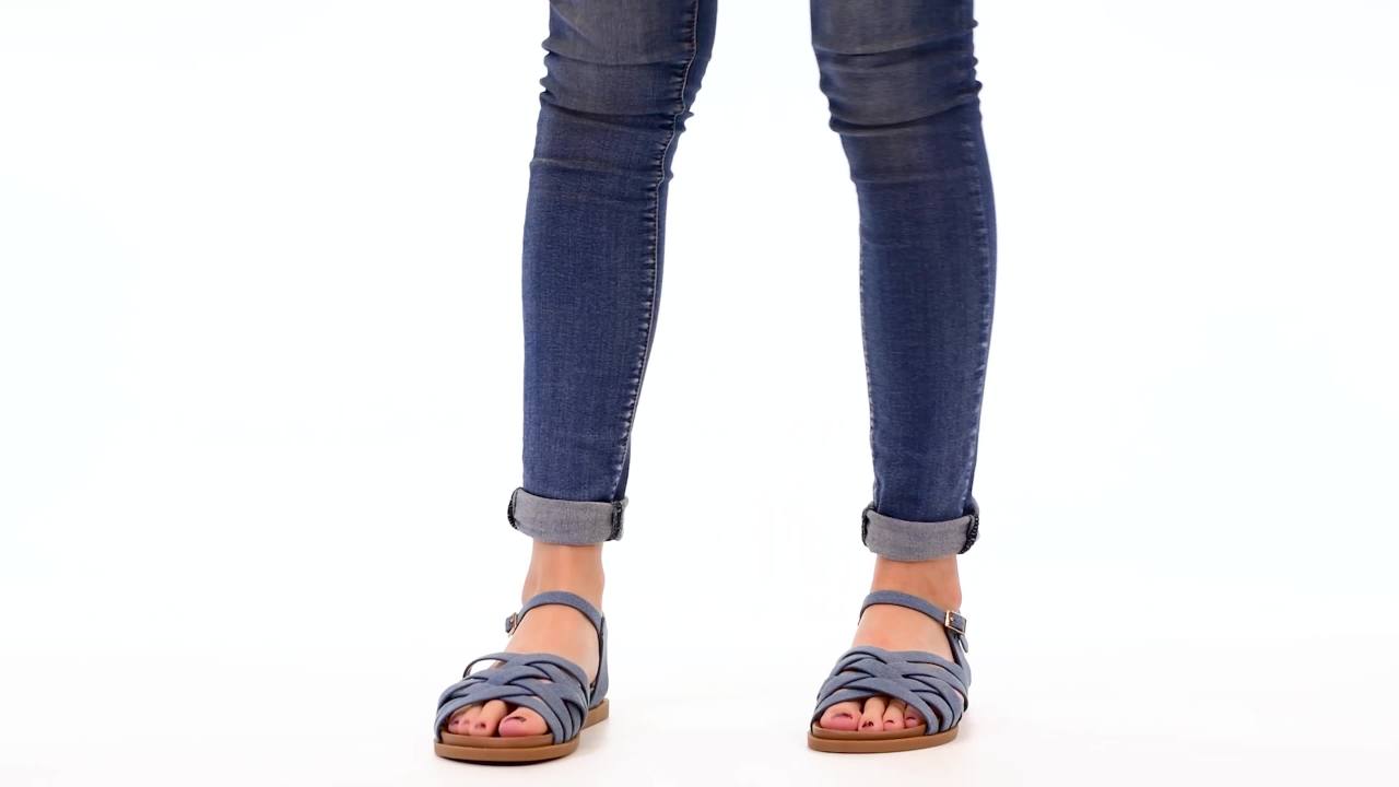 thumbnail video image 2 of Journee Womens Kimmie Ankle Strap Flat Sandals, 2 of 10