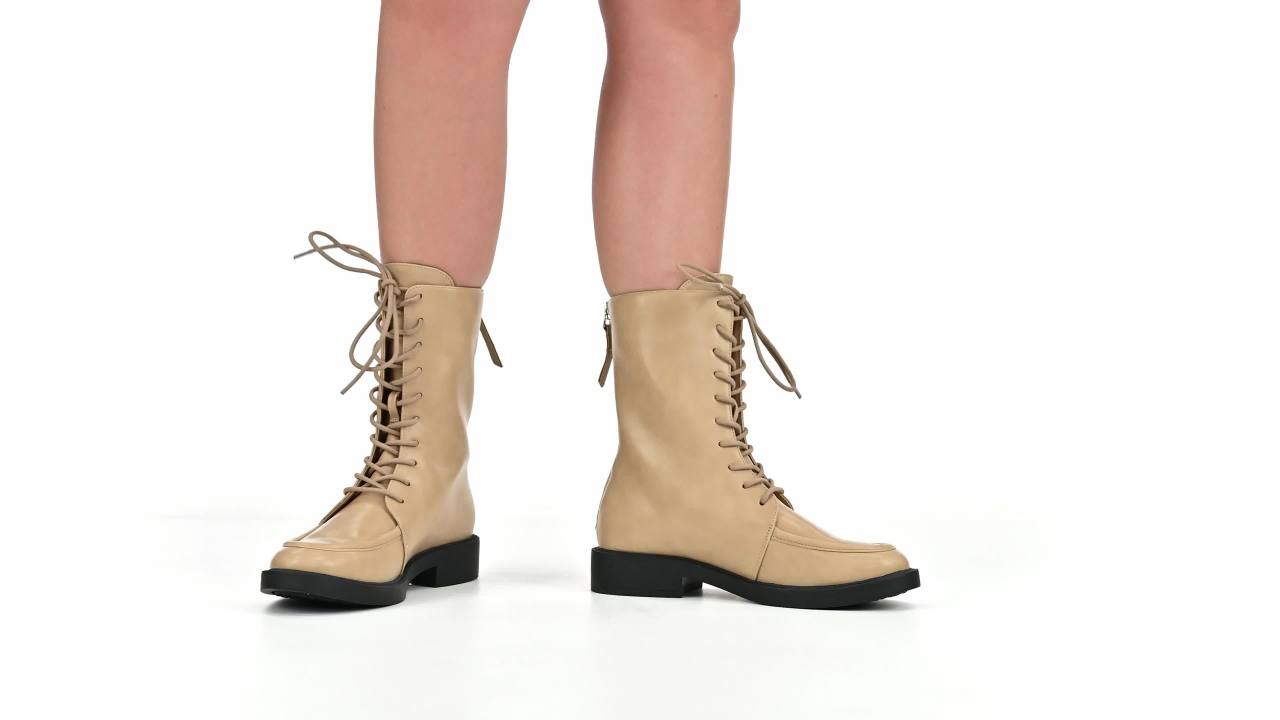 thumbnail video image 2 of Journee Womens Nikks Lace Up and Zip Entry Almond Toe Booties, 2 of 10