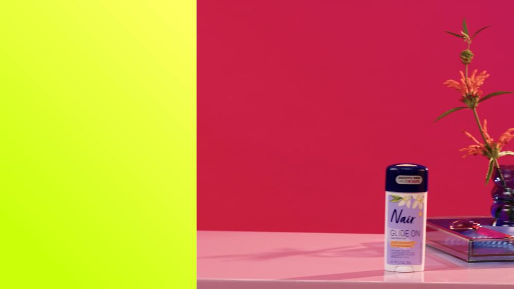 thumbnail video image 2 of Nair Hair Remover Sensitive Formula Glide on Depilatory Cream, Natural Coconut Oil, 3.3 oz, 2 of 13