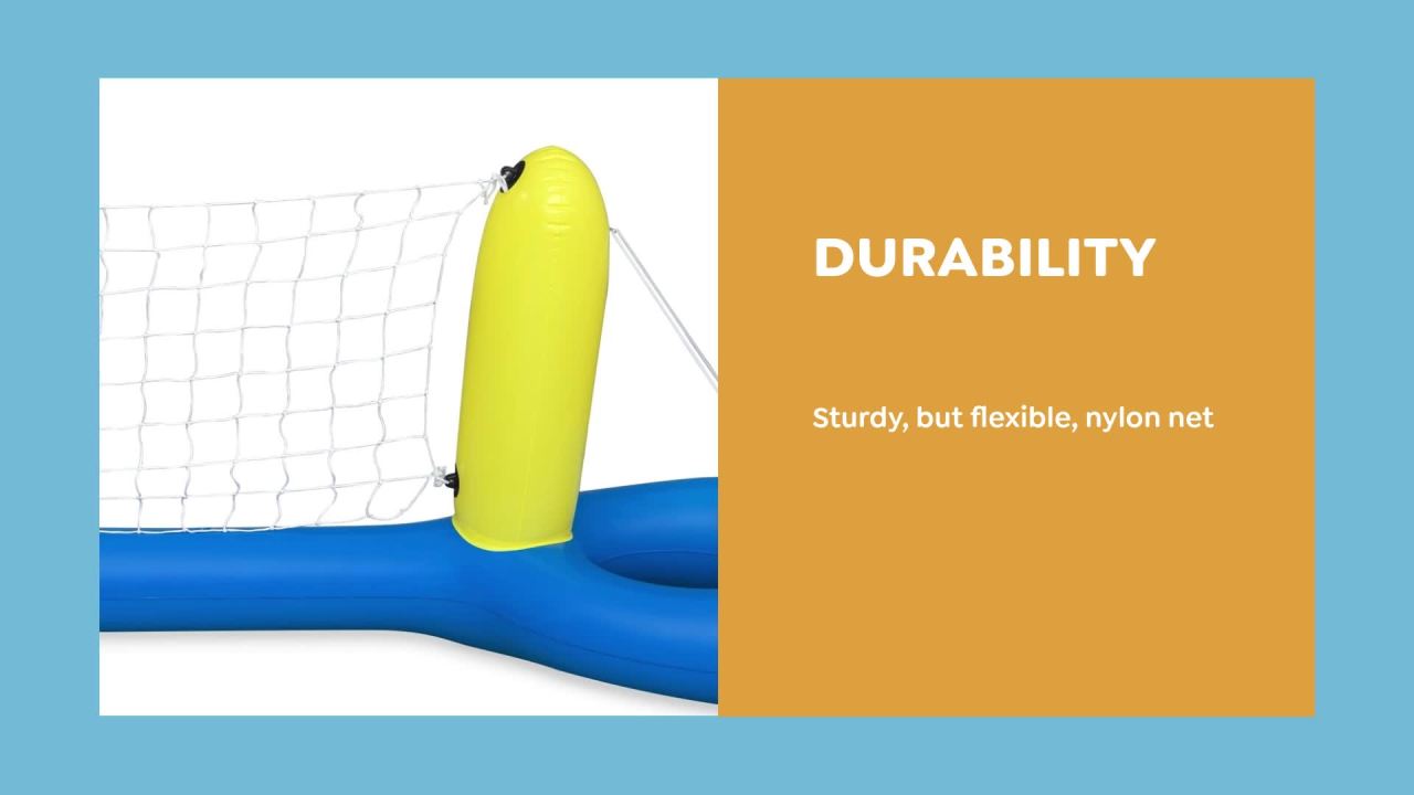 thumbnail video image 2 of H2OGO! 8ft x 25in Multicolor Volleyball Set Child Inflatable Pool Game, 2 of 11