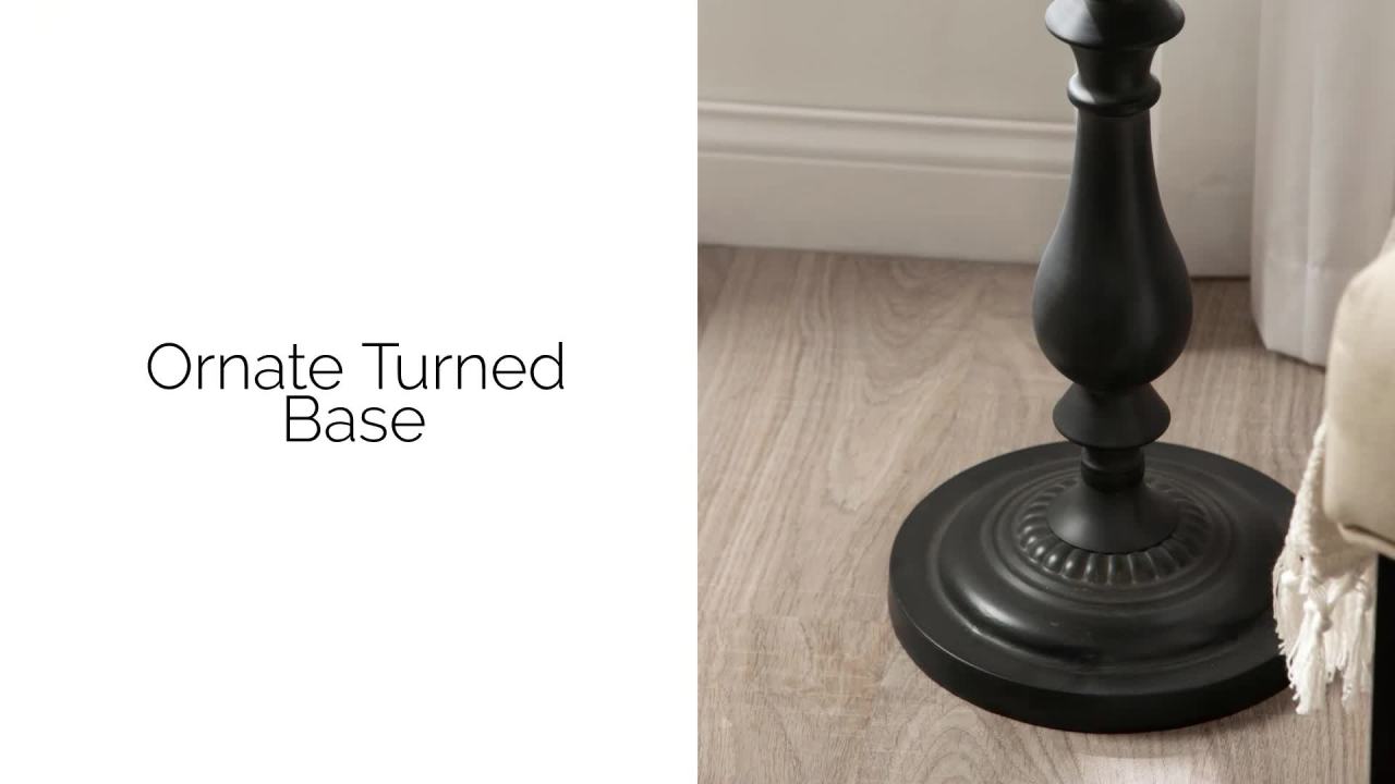 thumbnail video image 2 of Kate and Laurel Wixley Round Wood and Metal Side Table, 18 x 25, Black, Vintage Circle Pedestal End Table with Turned Base for Use as Indoor Plant Stand, 2 of 10