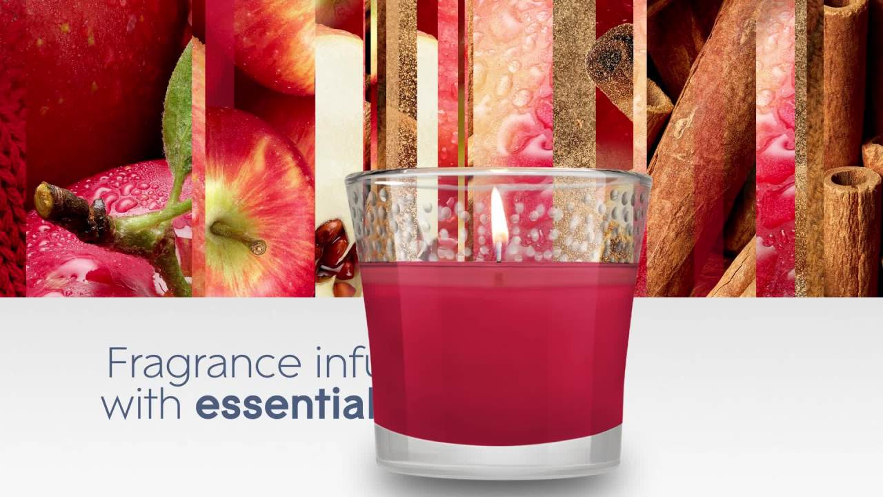 thumbnail video image 2 of Glade Scented Candle Jar, Apple Cinnamon, Fragrance Infused with Essential Oils, 3.4 oz, 96 g, 2 of 18