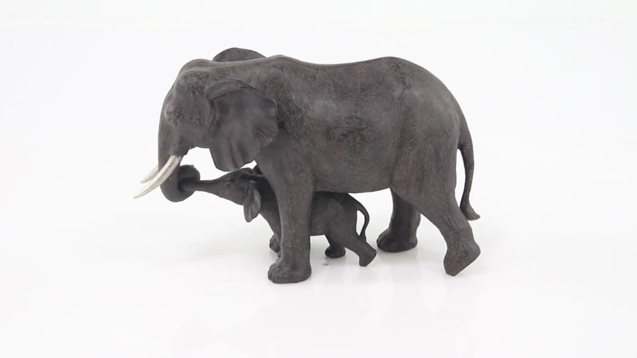 thumbnail video image 2 of 20" x 13" Gray Polystone Elephant Sculpture, by DecMode, 2 of 12