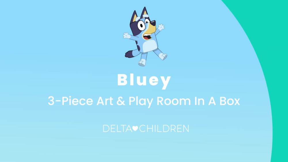 Bluey 3-Piece Art & Play Toddler Room-in-a-Box by Delta Children – Includes Draw & Play Desk, Art & Storage Station & Fabric Toy Box, Blue - image 2 of 11