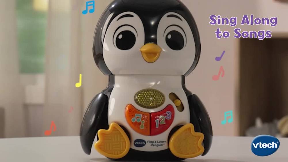 thumbnail video image 2 of VTech Flap & Learn Penguin Interactive Learning Toy for Toddlers, Ages 12–36 Months, 2 of 10