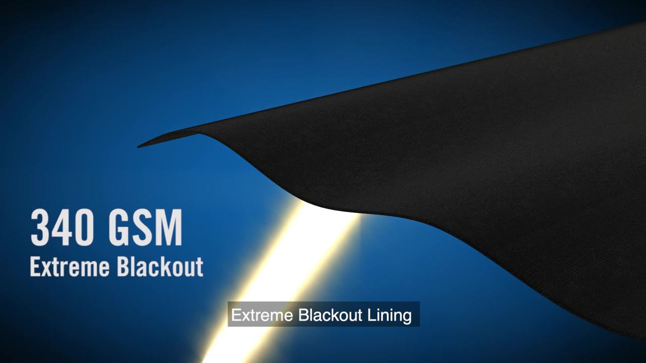 thumbnail video image 2 of Sun Zero Malmo 1-Piece Theater Grade Extreme 100% Blackout Rod Pocket Curtain Panel, 52"X84", Black, 2 of 11