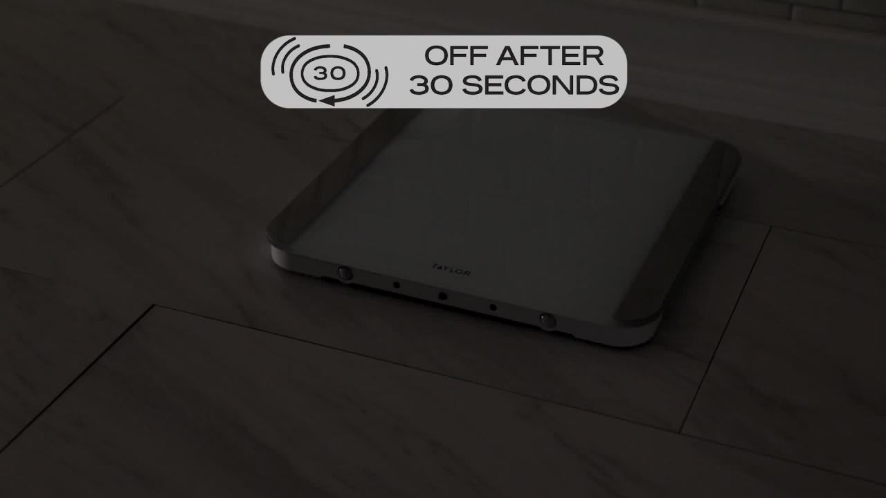 thumbnail video image 2 of Taylor Digital Glass Scale with Motion and Light Sensors Gray 5283426, 2 of 10