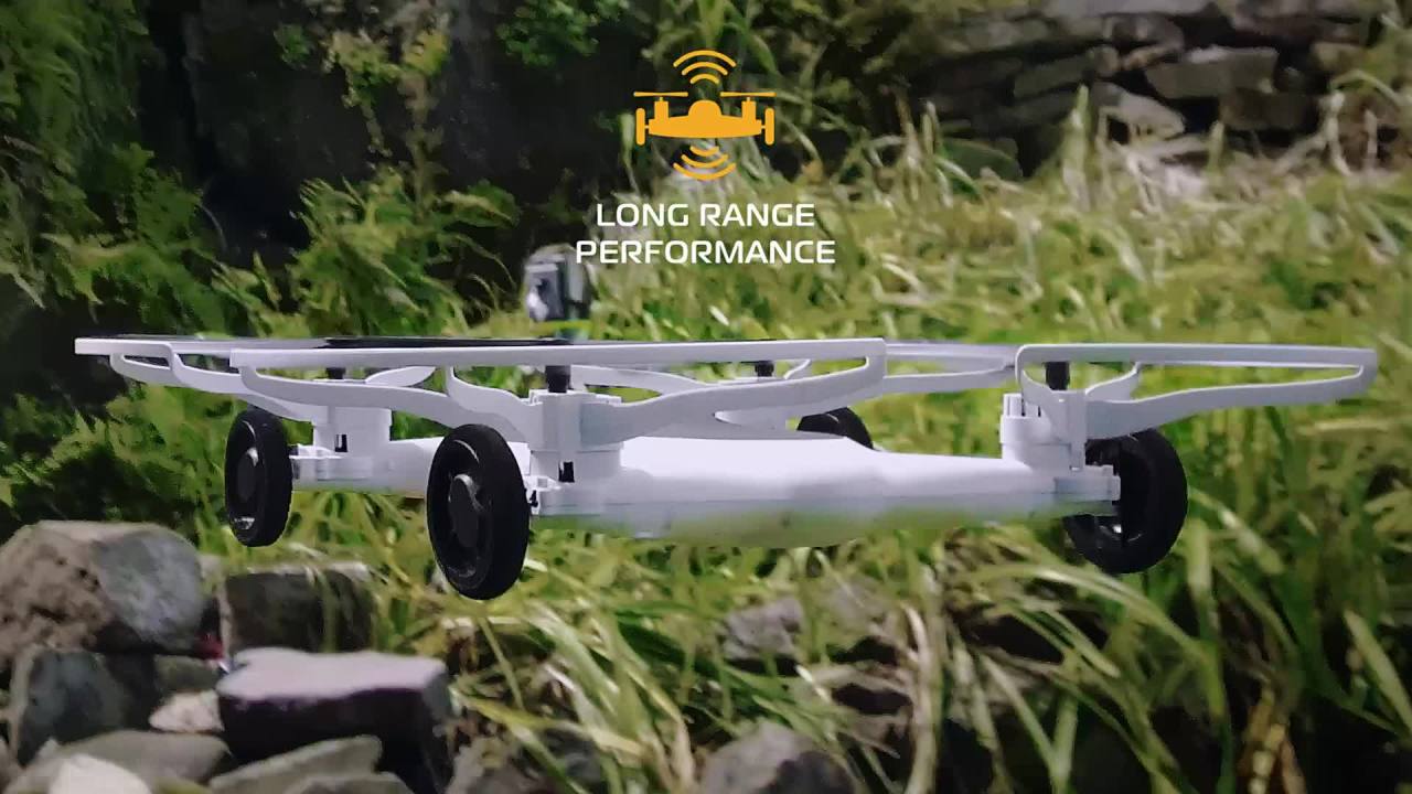thumbnail video image 2 of SHARPER IMAGE Rechargeable Dual Function Fly + Drive Drone RC, 250ft Long Range Control and 215ft Max Altitude, 5in, 2 of 11