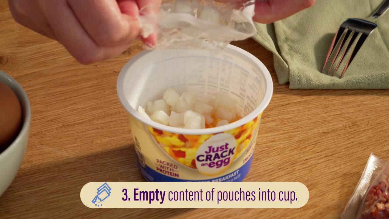 thumbnail video image 2 of Just Crack an Egg Classic Breakfast Scramble Kit, 3 oz Cup, 2 of 17