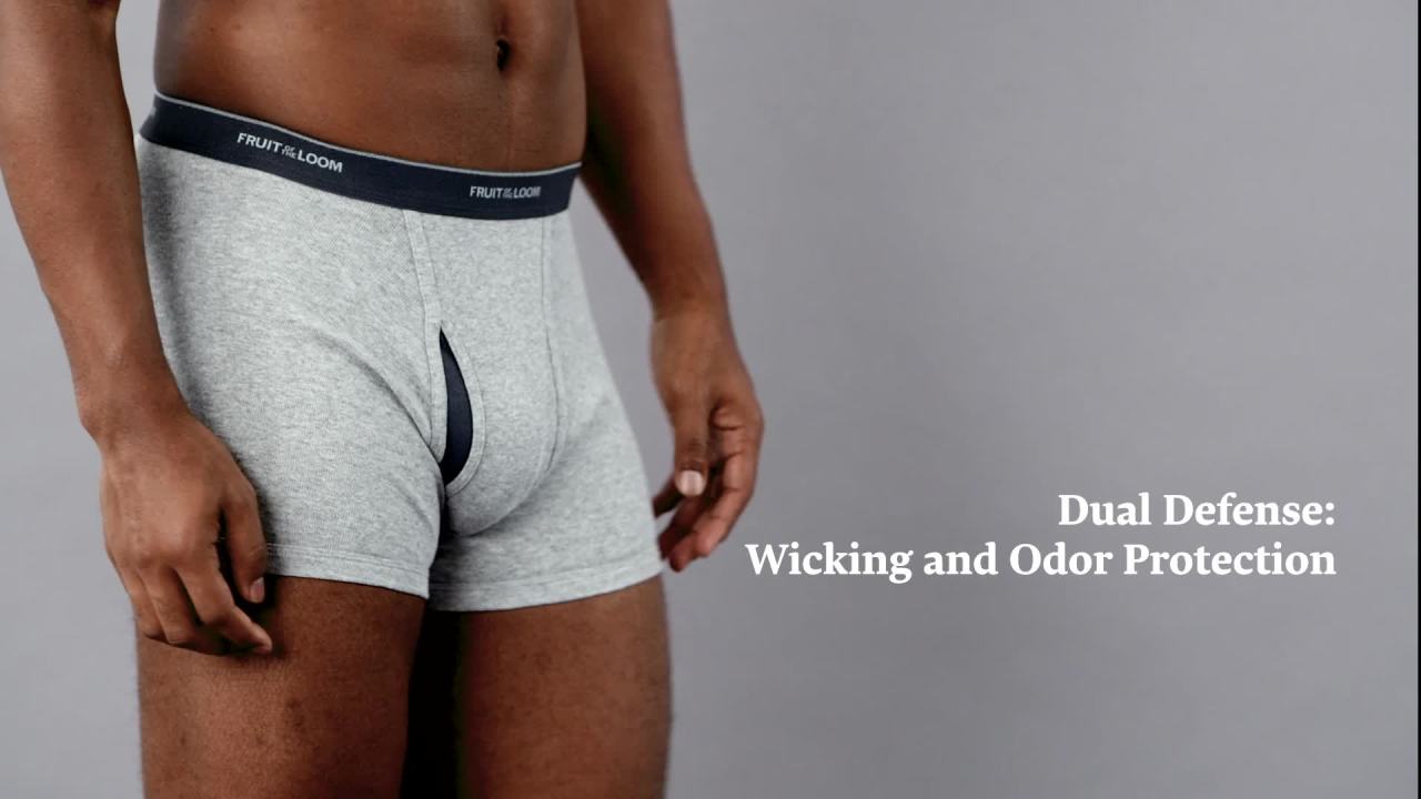 thumbnail video image 2 of Fruit of the Loom Men's CoolZone Fly Short Leg Boxer Briefs, Extended Sizes, 4 Pack, 2 of 7