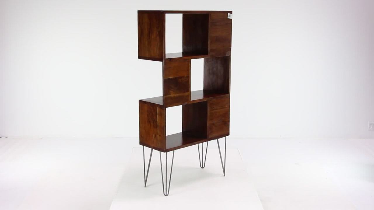 thumbnail video image 2 of DecMode 32" x 61" Brown Wood 3-Tier Shelving Unit with Open Frame Design, 1-Piece, 2 of 11