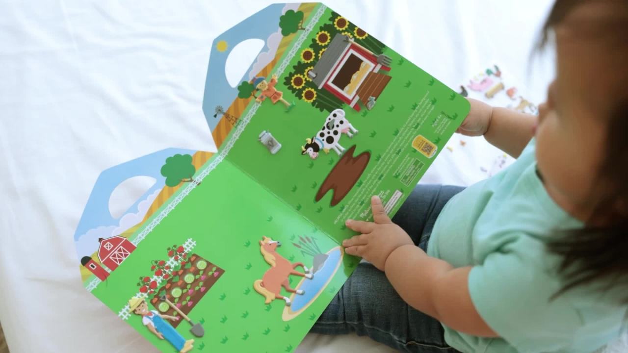 thumbnail video image 2 of Melissa & Doug Puffy Sticker Play Set - On the Farm - 52 Reusable Stickers, 2 Fold-Out Scenes - FSC Certified, 2 of 10
