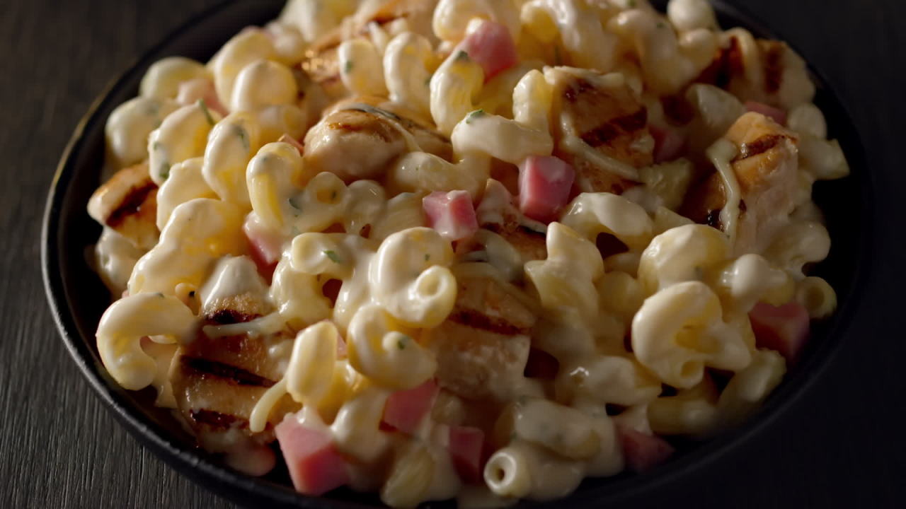 thumbnail video image 2 of DEVOUR Chicken Cordon Bleu Mac & Cheese Frozen Meal, 10.5 oz Box, 2 of 12