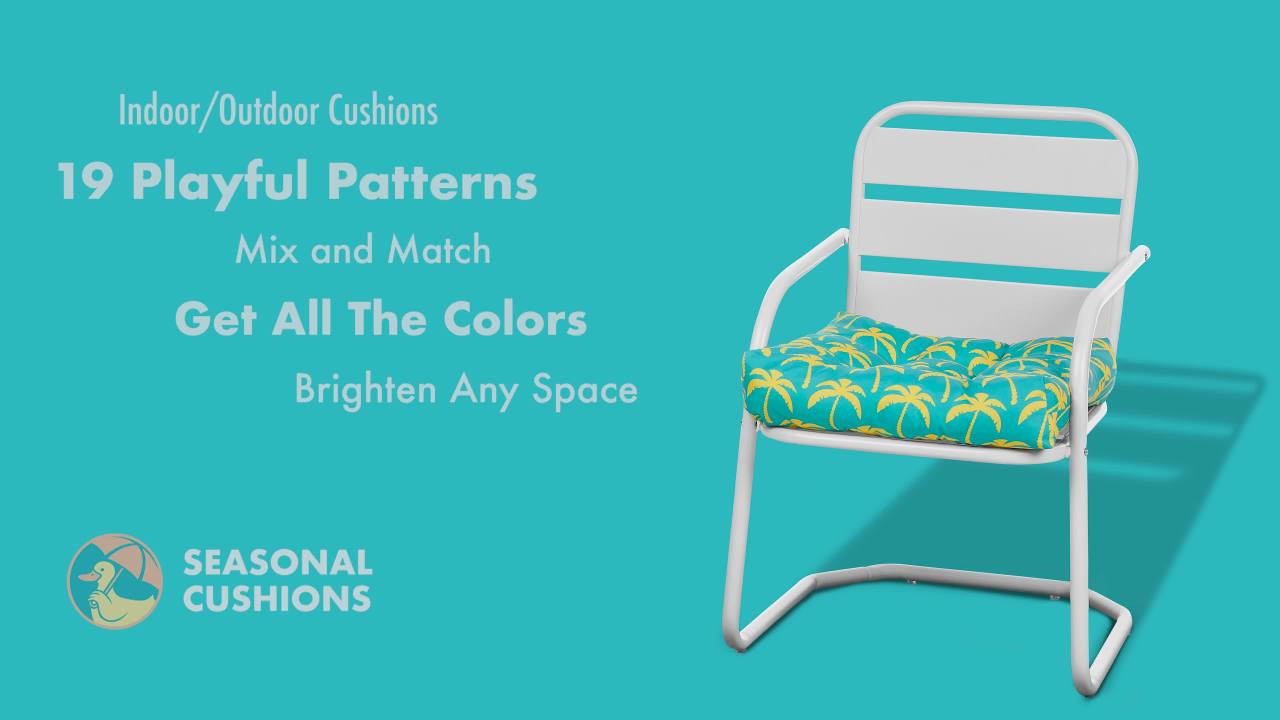 thumbnail video image 2 of Duck Covers Water-Resistant Indoor Outdoor Seat Cushions, 19 x 19 x 5 inch, Real Teal Palm, 2 Pack, 2 of 8