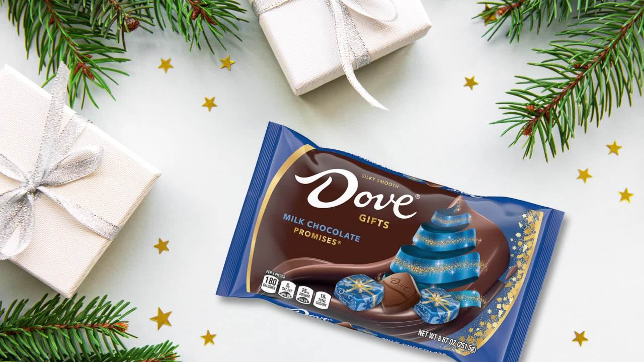 thumbnail video image 2 of Dove Promises Milk Chocolate Christmas Candy Gifts - 8.87 oz Bag, 2 of 13