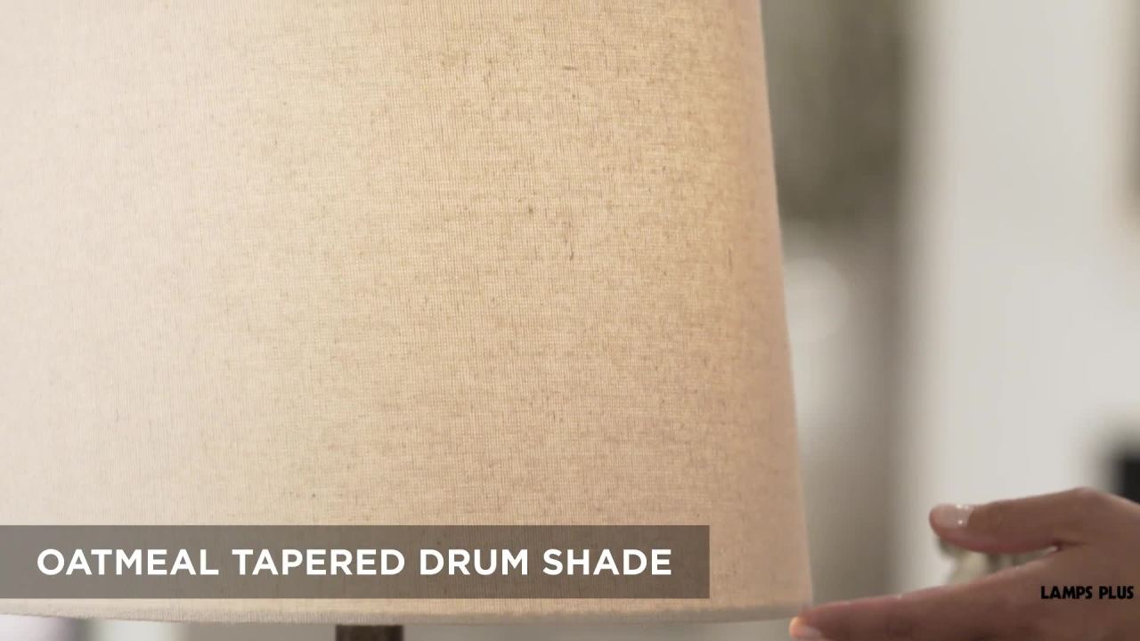 thumbnail video image 2 of Franklin Iron Works Horace Rustic Table Lamps 25 1/4" High Set of 2 Brown with Nightlight Miner Lantern Oatmeal Drum Shade for Bedroom Living Room, 2 of 10