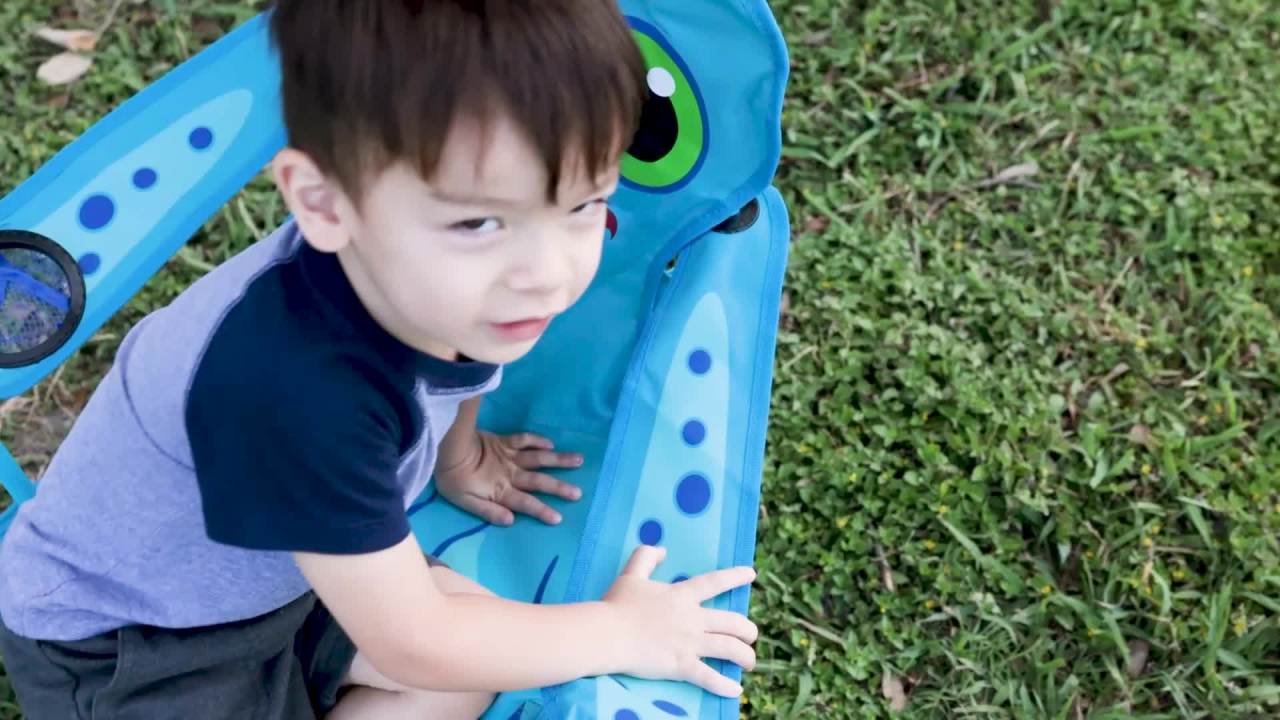 thumbnail video image 2 of Melissa & Doug Sunny Patch Flex Octopus Folding Beach Chair for Kids, 2 of 10