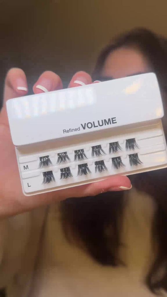 thumbnail video image 2 of KISS imPRESS Falsies Press On Self Adhesive Eyelashes, Refined, Black, 12 Lash Clusters, 2 of 13