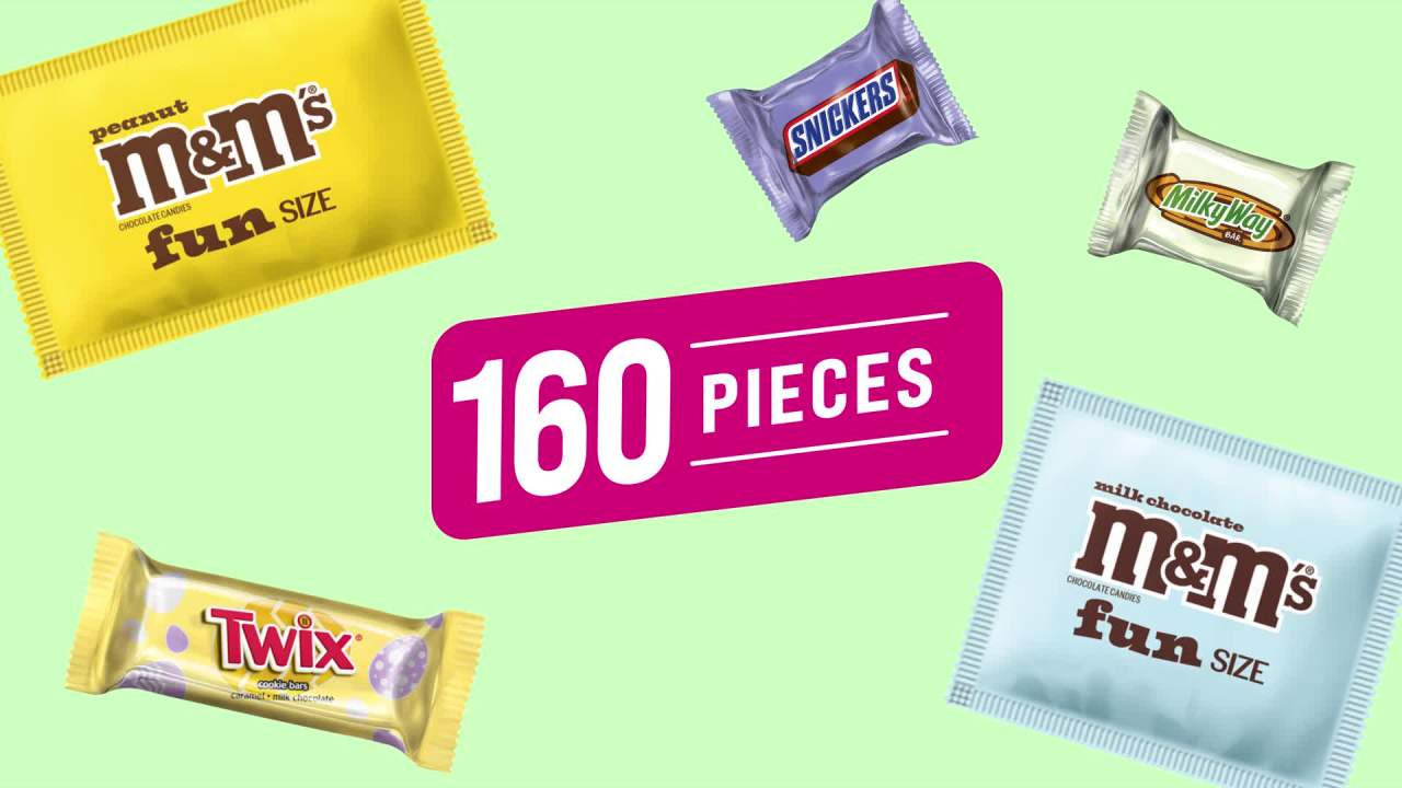 thumbnail video image 2 of M&M's, Snickers & More Milk Chocolate Candy Easter Basket Stuffers - 160 Ct Bulk Bag, 2 of 13