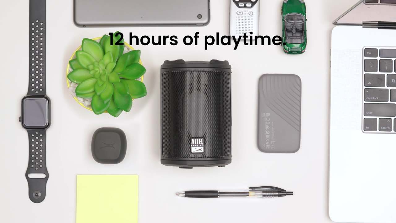 thumbnail video image 4 of Pre-Owned Altec Lansing HydraMotion Everything Proof Portable Wireless Speaker, Black, 12 Hours Playtime, IP67 Waterproof, LED Lighting IMW1100-BLK, 4 of 4