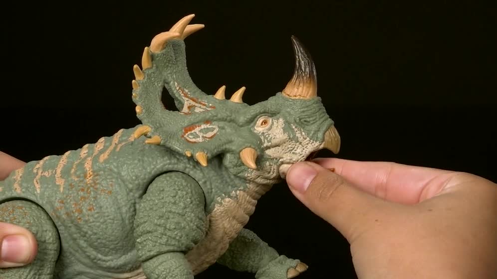 thumbnail video image 2 of Jurassic World Hammond Collection Sinoceratops Deluxe Articulated Action Figure Large Size, 2 of 7