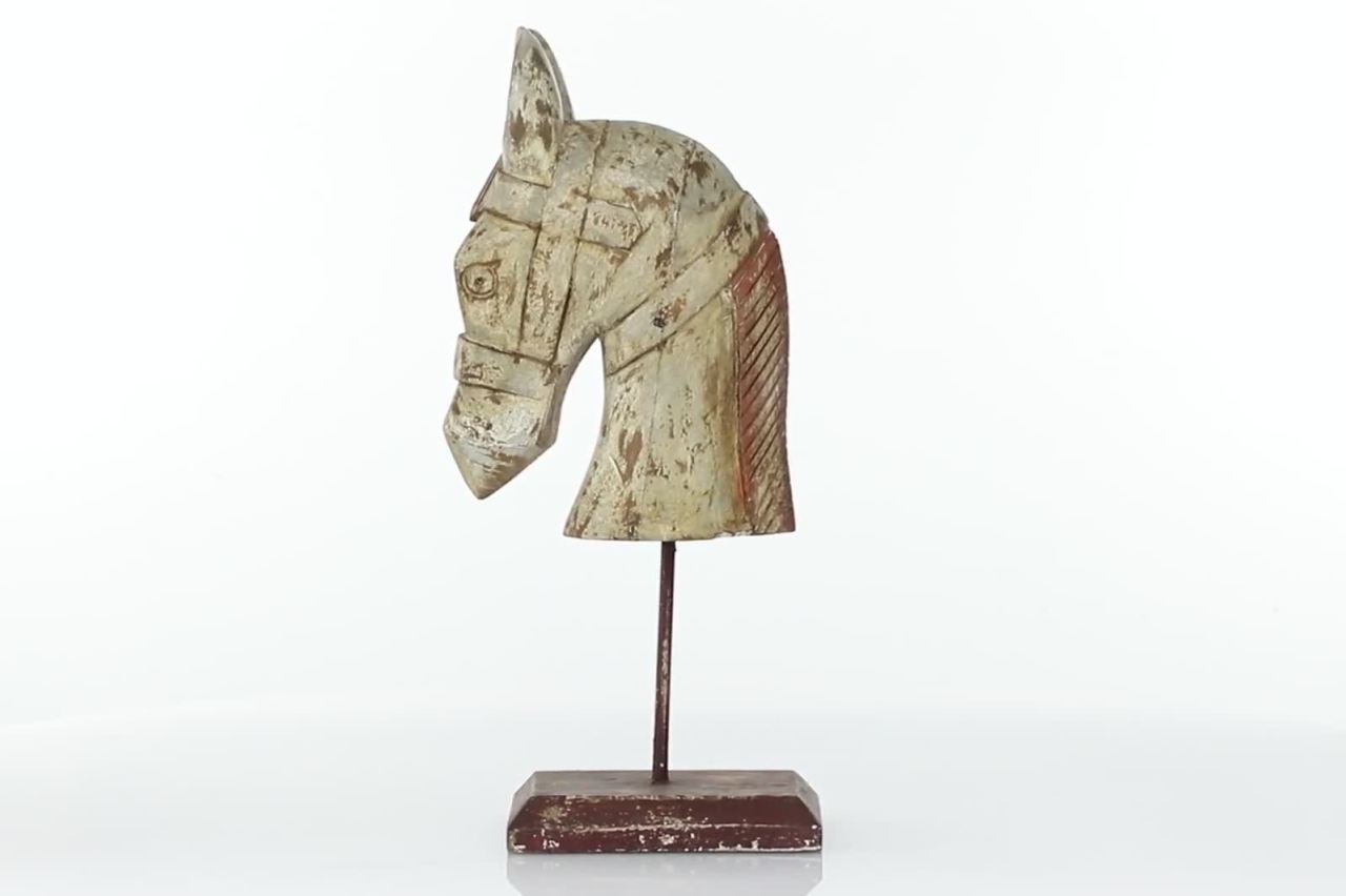 thumbnail video image 2 of 7" x 18" Brown Mango Wood Handmade Horse Sculpture, by DecMode, 2 of 8