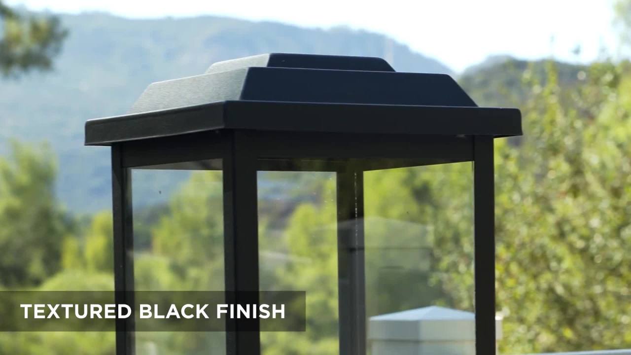 thumbnail video image 2 of John Timberland Eastcrest Modern Outdoor Post Light Textured Black 22 1/2" Clear Glass Panels for Exterior Barn Deck House Porch Yard Patio Outside, 2 of 11