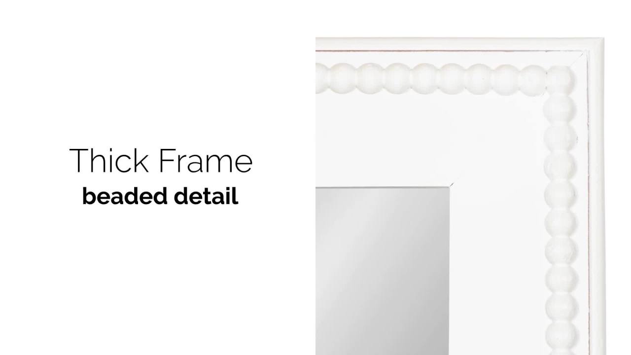 thumbnail video image 2 of Kate and Laurel Strahm Traditional Wood Framed Mirror, 24 x 36, White, Decorative Geometric Rectangular Wall Mirror With Detailed Frame for Classic Home Decor, 2 of 8