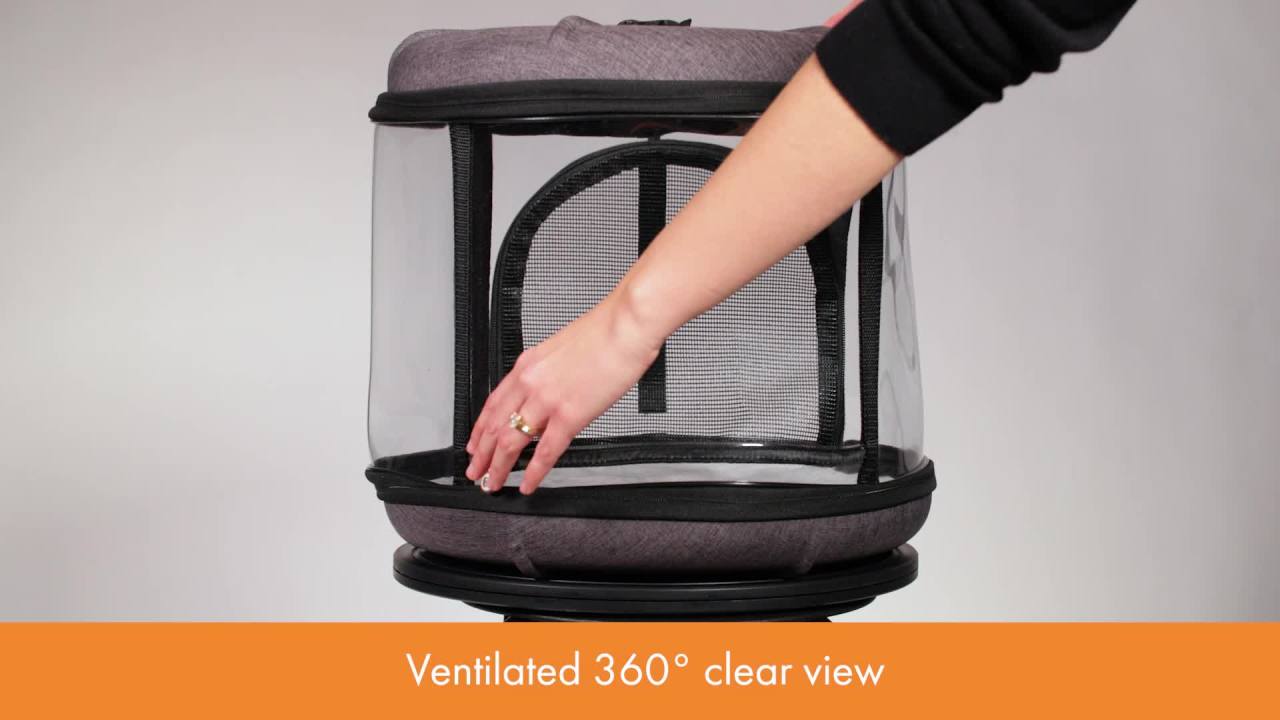 thumbnail video image 2 of K&H Pet Products Mod Capsule Soft-Sided Pet Carrier for Cats Clear 17 X 17 X 15.5 Inches, 2 of 8
