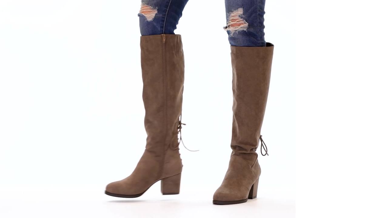 thumbnail video image 2 of Journee Womens Leeda Block Heel Knee High Boots, 2 of 10
