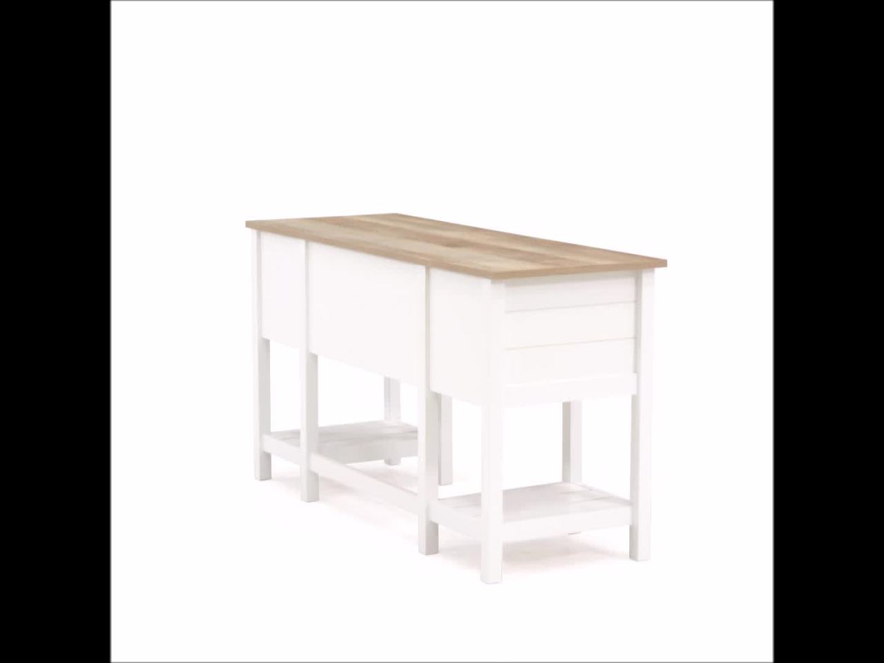 thumbnail video image 2 of Sauder Cottage Road Writing Desk, Soft White Finish, 2 of 15
