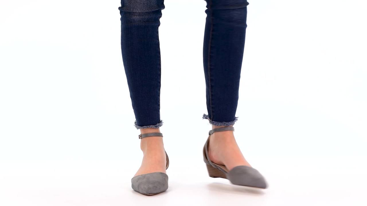 thumbnail video image 2 of Journee Womens Arkie Buckle Pointed Toe Sliver Wedge, 2 of 10