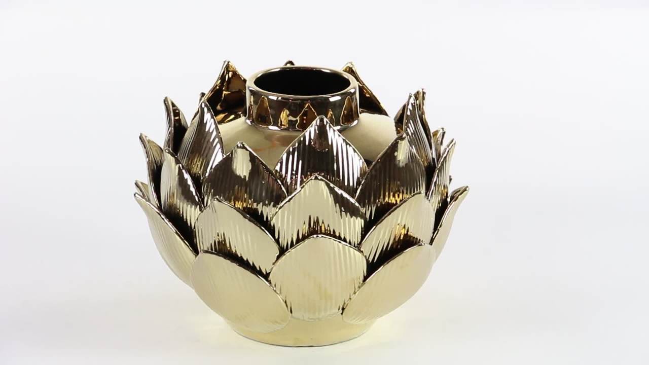 thumbnail video image 2 of Charming Ceramic Gold Vase, 2 of 7