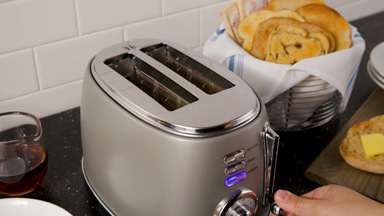 thumbnail video image 2 of West Bend Retro-Styled 2-Slice Toaster with 4 Functions and 6 Settings, in Gray (TTWBRTGR13), 2 of 15