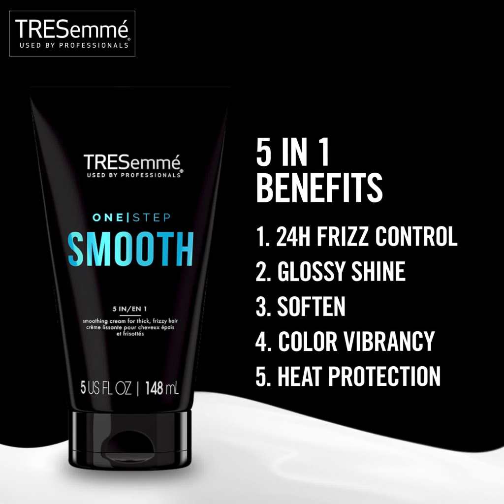 thumbnail video image 2 of Tresemme Smoothing Hair Cream, One Step 5-in-1 Frizz Control, Heat Protection PETA-approved, 5 oz, 2 of 9