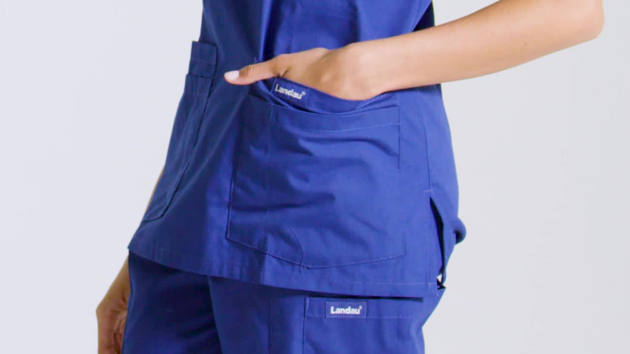 thumbnail video image 2 of Landau Women's V-Neck Tunic Scrub Top, Style 8219, 2 of 9