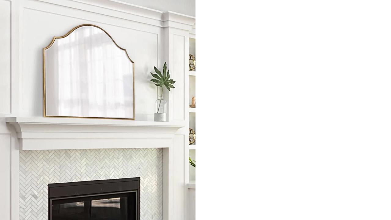 thumbnail video image 2 of Kate and Laurel Leanna Glam Wide Horizontal Arch Wall Mirror, 32 x 28, Bronze, Sophisticated Arched Bathroom Vanity Mirror with Soft Scallops and Slim Frame, 2 of 8