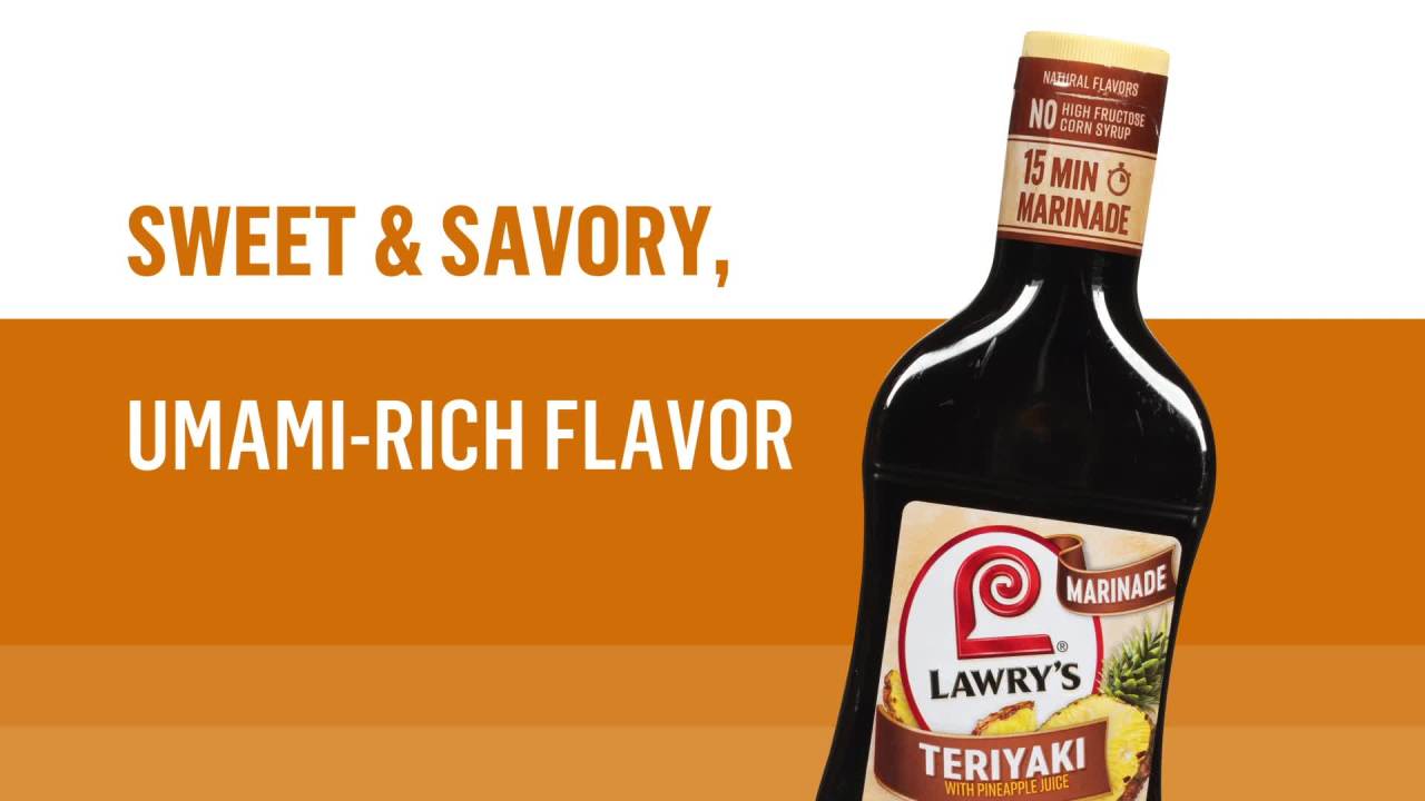 thumbnail video image 2 of Lawry's Teriyaki With Pineapple Juice Marinade, 12.0 fl oz Bottle, 2 of 27