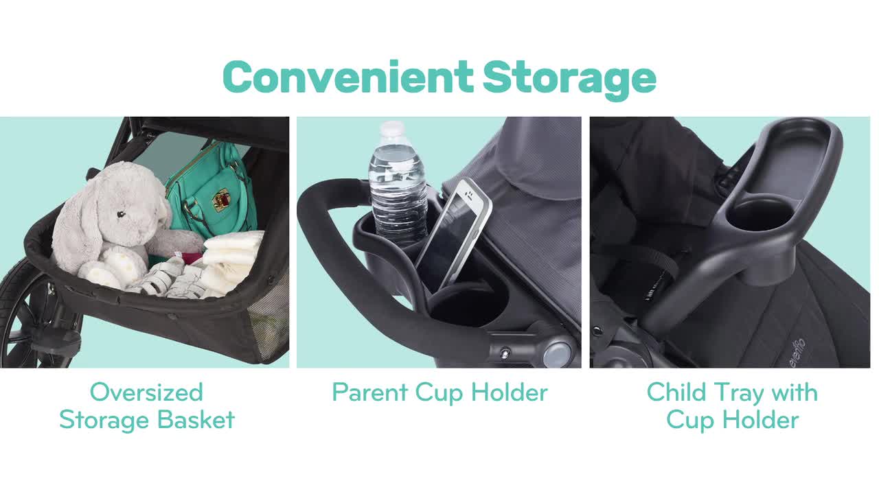 thumbnail video image 2 of Folio3 Stroll & Jog Travel System with LiteMax Infant Car Seat (Avenue Gray), 2 of 12