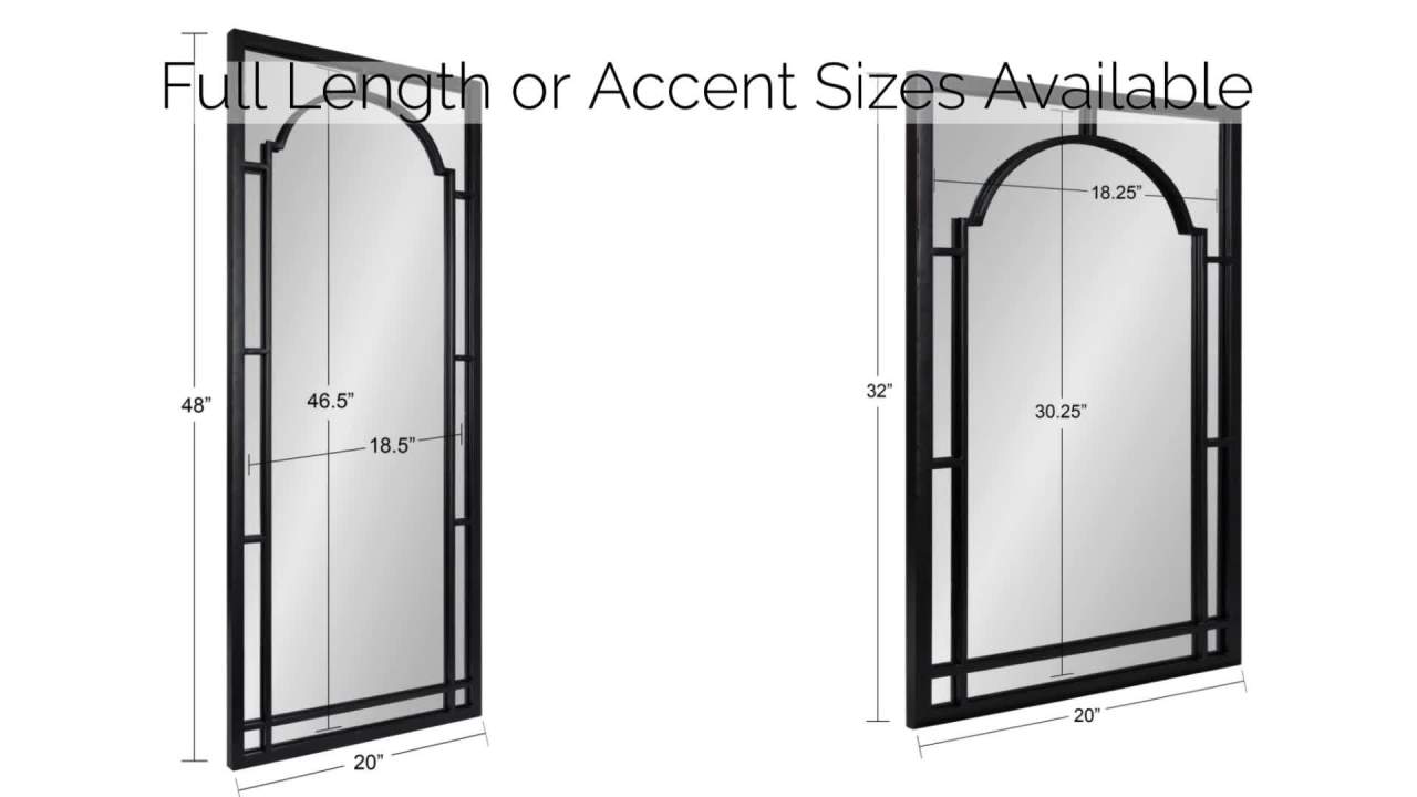 thumbnail video image 2 of Kate and Laurel Lyla Modern Metal Framed Wall Mirror, 20 x 48, Black, Chic Arched Mirror for Wall, 2 of 8