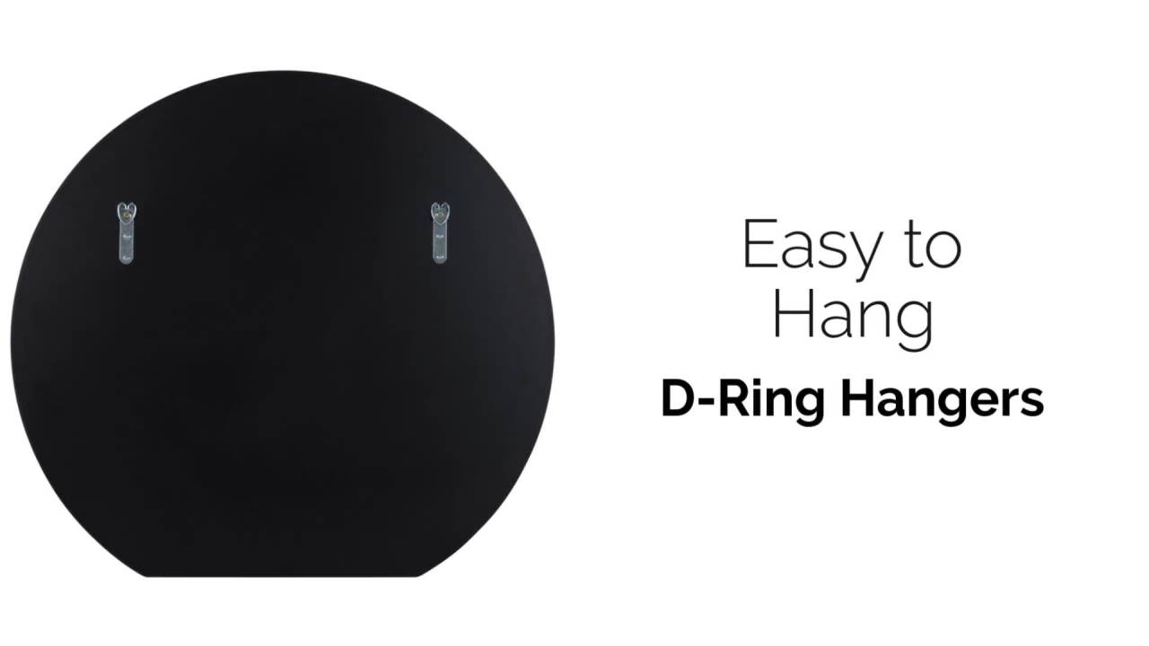 thumbnail video image 2 of Kate and Laurel Caskill Flat Circle Wall Mirror, Black 24x23, 2 of 8