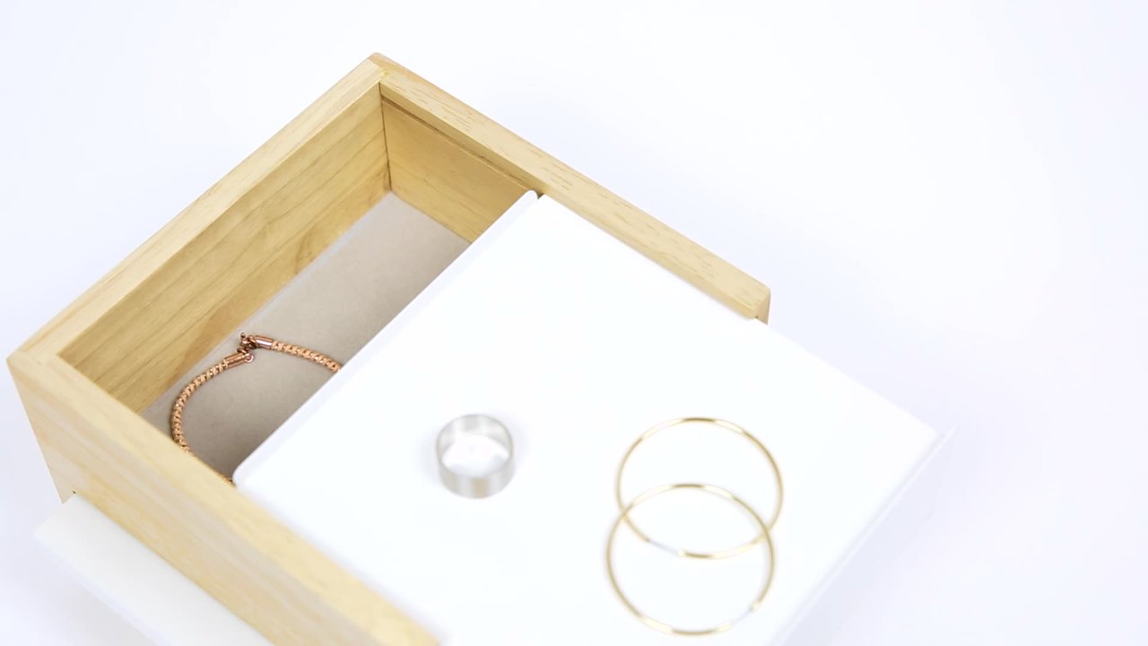 thumbnail video image 2 of Umbra Mini Stowit Jewelry Box Accessory Organizer Unisex White/Natural, 2 of 14