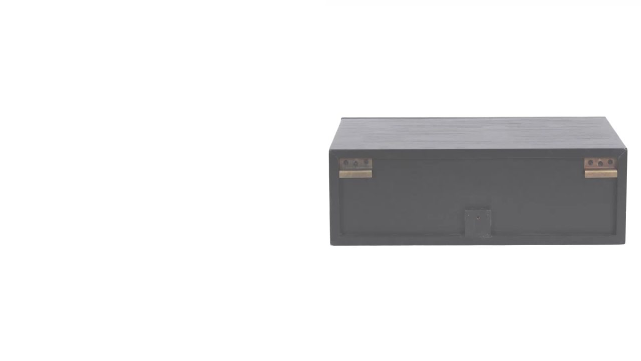 thumbnail video image 2 of Kate and Laurel Ori Modern Cane Floating Side Table, 18 x 13 x 6, Black, Mounted Rattan Wall Shelf with Drawer for Storage and Home Decor, 2 of 10