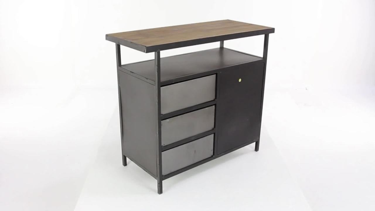 thumbnail video image 2 of DecMode Industrial Metal Cabinet, 36"W x 32"H with Numbers and Text Typography and Gray/Black Finish, 2 of 12