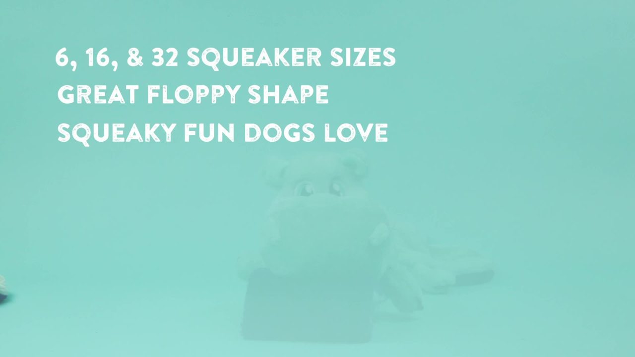 thumbnail video image 2 of Outward Hound Squeaker Matz Plush Hippo Dog Toy, Blue, XXL, 2 of 9