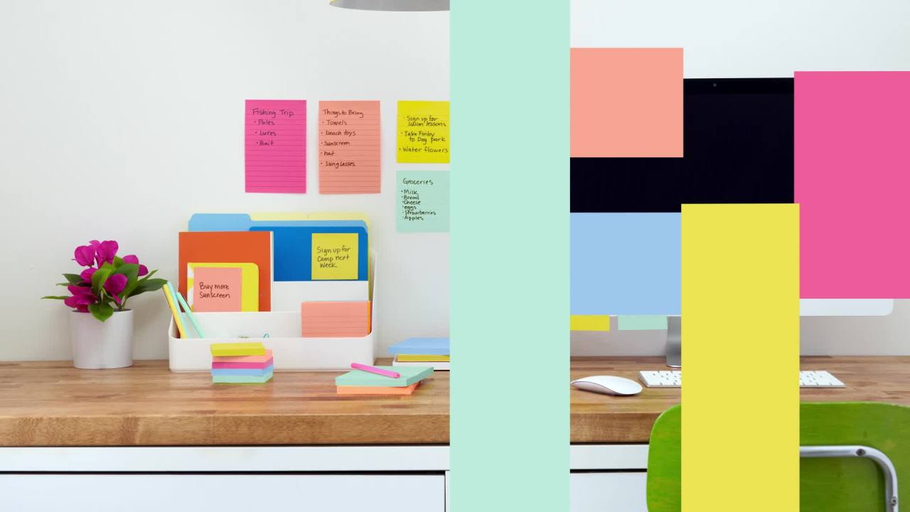 thumbnail video image 2 of Post-it Super Sticky Notes, 3 in x 3 in, Summer Joy, 4 Pads, 2 of 15